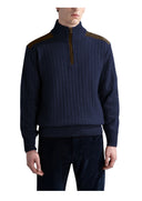 Pulover Paul & Shark ,wool cashmere half zip, Blue
