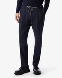 PANTALONI CORNELIANI, technical wool fabric joggers, Navy Blue