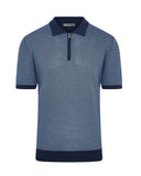 TRICOU CORNELIANI, Polo Design, Micro Stripe, Silk, Navy Blue