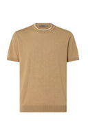 Tricou CORNELIANI, Beige crew neck silk and cotton knitwear