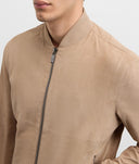 Jacheta PAL ZILERI, light brown goat suede ultra lightweight bomber jacket