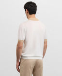 Tricou PAL ZILERI, white lyocell cotton and silk short, Regular fit