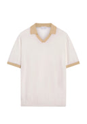 Tricou PAL ZILERI, white lyocell cotton and silk short, Regular fit