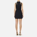 Rochie ELISABETTA FRANCHI, Mini dress in double layer stretch crêpe fabric with logo details, Negru