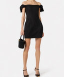 Rochie ELISABETTA FRANCHI, Linen-blend mini dress, Negru