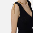 Rochie ELISABETTA FRANCHI, Dress in openwork knit fabric with jewel detail