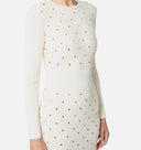 Rochie ELISABETTA FRANCHI ,Mini dress in knit fabric with jewel details,White