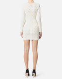 Rochie ELISABETTA FRANCHI ,Mini dress in knit fabric with jewel details,White