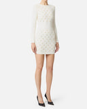 Rochie ELISABETTA FRANCHI ,Mini dress in knit fabric with jewel details,White