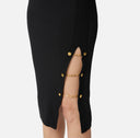 Rochie ELISABETTA FRANCHI, Viscose knit dress with jewel cufflinks, Negru