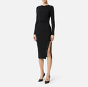 Rochie ELISABETTA FRANCHI, Viscose knit dress with jewel cufflinks, Negru