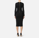 Rochie ELISABETTA FRANCHI, Viscose knit dress with jewel cufflinks, Negru