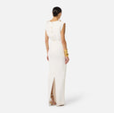 Rochie ELISABETTA FRANCHI, Red Carpet full Milano stitch knit dress, Alb