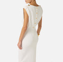 Rochie ELISABETTA FRANCHI, Red Carpet full Milano stitch knit dress, Alb