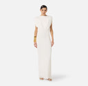 Rochie ELISABETTA FRANCHI, Red Carpet full Milano stitch knit dress, Alb