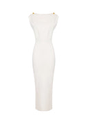 Rochie ELISABETTA FRANCHI, Red Carpet full Milano stitch knit dress, Alb