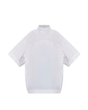 Top AMI PARIS, stand-up collar buttoned top, Alb