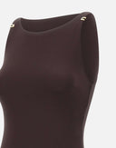 Top ELISABETTA FRANCHI, Bodysuit in crêpe jersey fabric with logo details, Maro