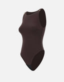 Top ELISABETTA FRANCHI, Bodysuit in crêpe jersey fabric with logo details, Maro