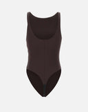 Top ELISABETTA FRANCHI, Bodysuit in crêpe jersey fabric with logo details, Maro