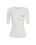 Bluza ELISABETTA FRANCHI, Micro-braided knit top, Alb