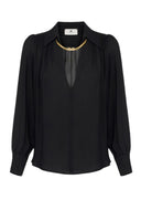 Camasa ELISABETTA FRANCHI, georgette fabric, Colier auriu atasat, Negru