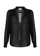 Camasa ELISABETTA FRANCHI, georgette fabric, Colier atasat, Negru