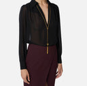 Camasa ELISABETTA FRANCHI, georgette fabric, Colier atasat, Negru