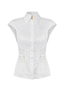 Camasa ELISABETTA FRANCHI, Cotton poplin shirt with elastic straps