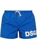 BERMUDE DSQUARED2, White Logo Print, Royal Blue