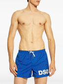 BERMUDE DSQUARED2, White Logo Print, Royal Blue