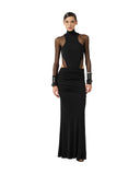 Fusta ELISABETTA FRANCHI, Crêpe jersey skirt with draping, Negru