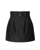 Fusta ELISABETTA FRANCHI, Mini skirt in duchesse with elastic bands, Negru