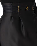 Fusta ELISABETTA FRANCHI, Mini skirt in duchesse with elastic bands, Negru
