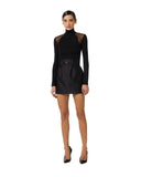 Fusta ELISABETTA FRANCHI, Mini skirt in duchesse with elastic bands, Negru