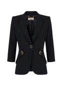 Sacou ELISABETTA FRANCHI , Jacket in double layer stretch crêpe fabric with logo details