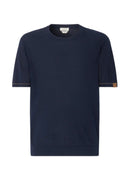 Tricou JACOB COHEN, Short Sleeve Top Combed Cotton, Bleumarin