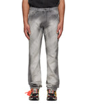 Jeans OFF WHITE, Diagonal Prints, Gri