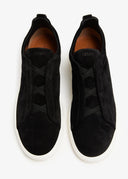 Sneakers Zegna, Triple Stitch, Low Top, Leather, Black