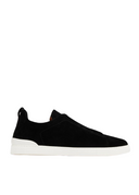 Sneakers Zegna, Triple Stitch, Low Top, Leather, Black