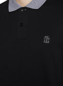 Tricou BRUNELLO CUCINELLI, Logo Embroidered, Polo, Grey Details, Black