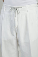 Pantaloni ELEVENTY, garment-dyed cotton linen pleated joggers, Alb