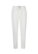Pantaloni ELEVENTY, garment-dyed cotton linen pleated joggers, Alb