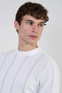 Tricou ELEVENTY, sea island cotton short sleeve crew neck sweater, Alb