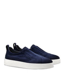 Sneakers SANTONI, suede slip-on sneaker, Albastru