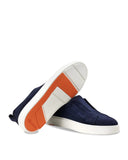 Sneakers SANTONI, suede slip-on sneaker, Albastru