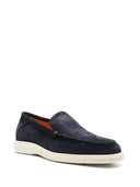 Loafers Santoni, Almond Toe Suede, Midnight Blue