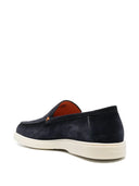 Loafers Santoni, Almond Toe Suede, Midnight Blue