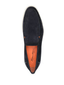 Loafers Santoni, Almond Toe Suede, Midnight Blue