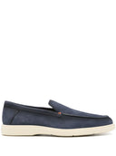 Loafers Santoni, Pebbled Suede, Navy Blue